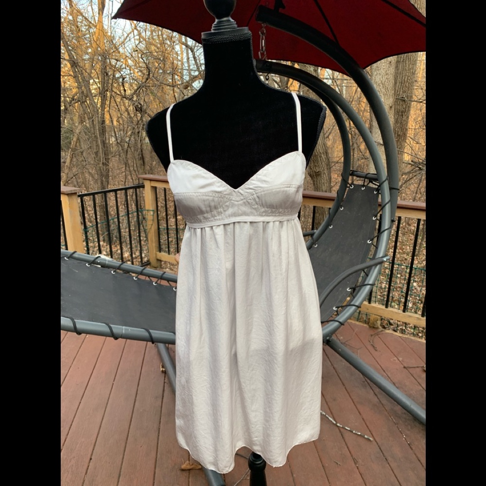 Jill Stuart grey silk bra back cocktail dress.